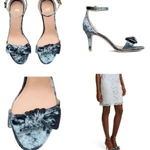 NWOT H&M Crushed Velvet Ankle Strap Heeled Sandal